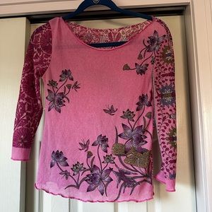 Zara Sheer 3/4 Sleeve Top